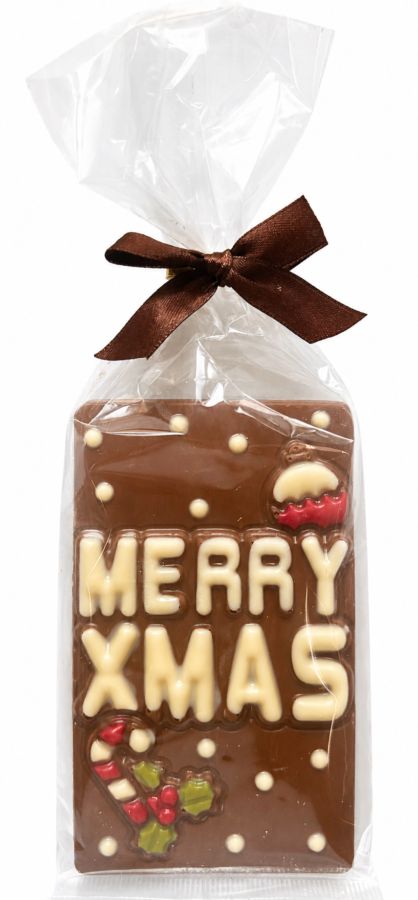 Chocolade tablet "MERRIE X-MAS" inclusief logosticker  